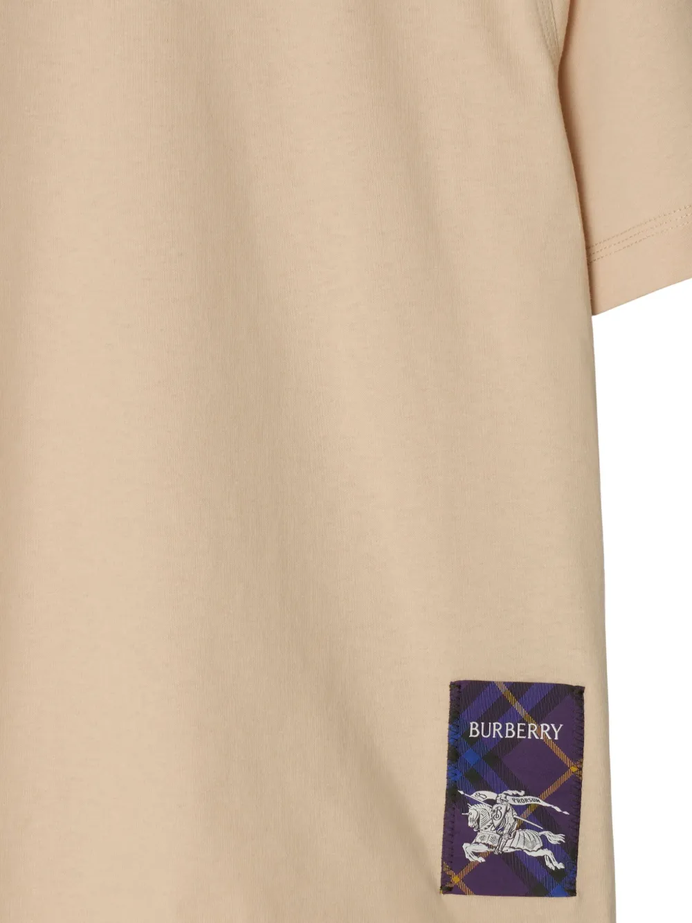 Burberry Katoenen T-shirt met geruit label Beige