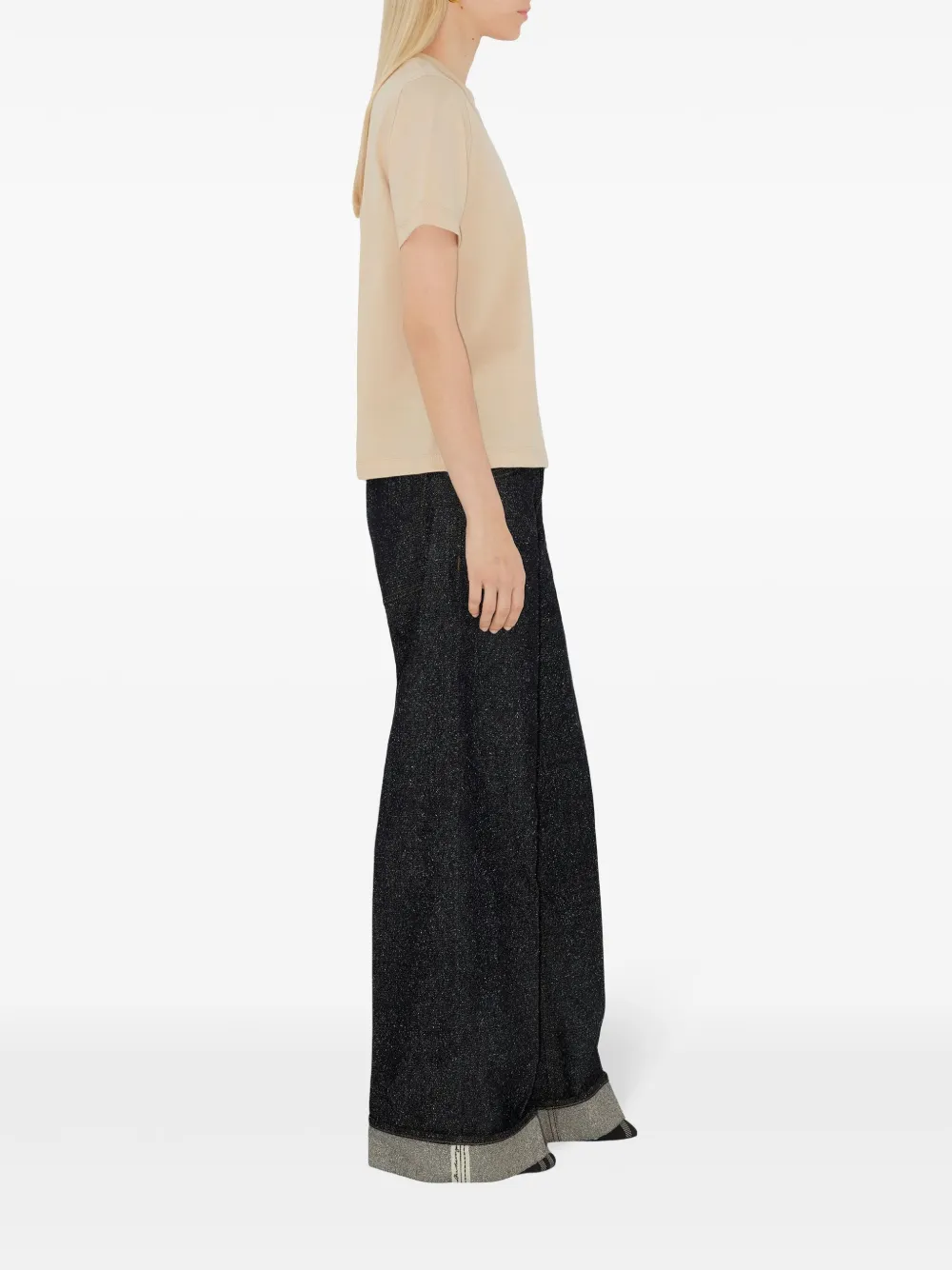 Burberry Katoenen T-shirt met geruit label Beige