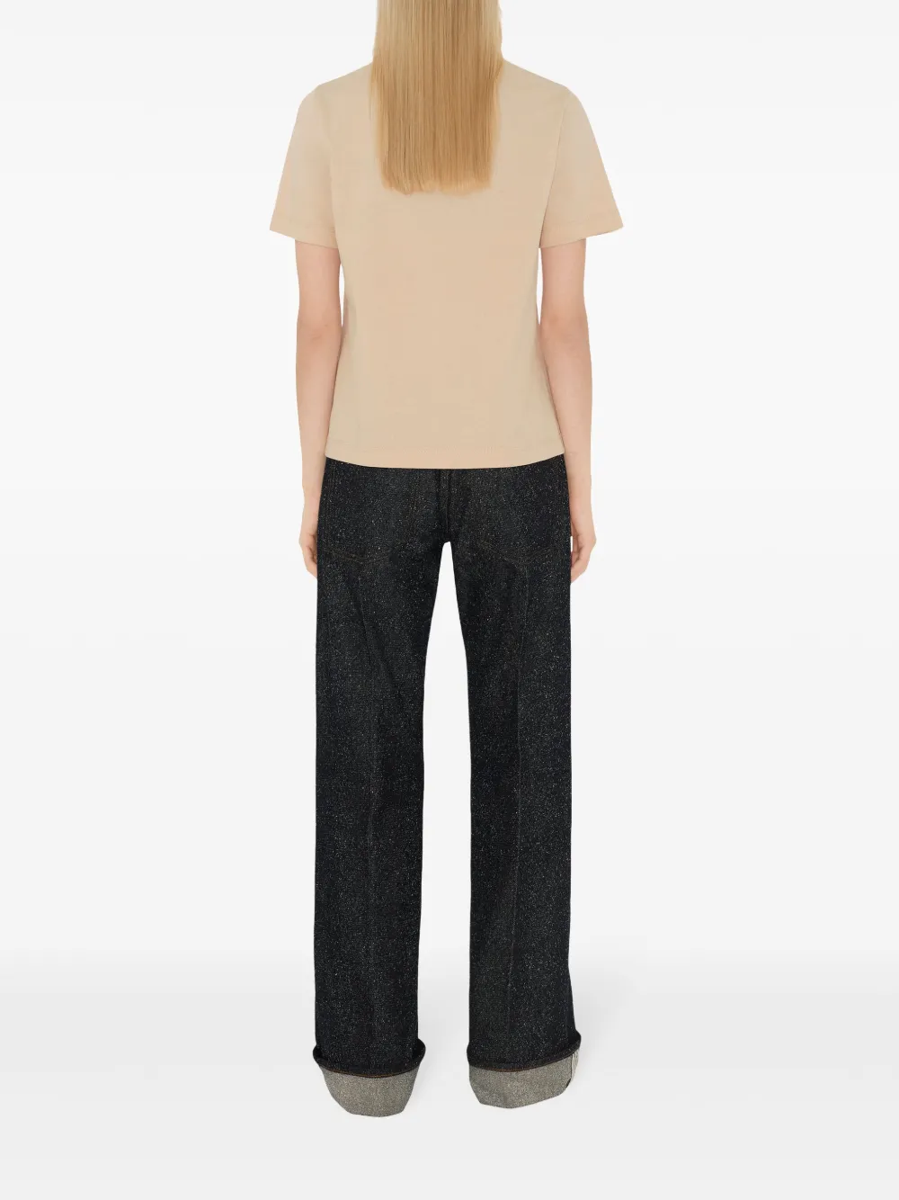 Burberry Katoenen T-shirt met geruit label Beige