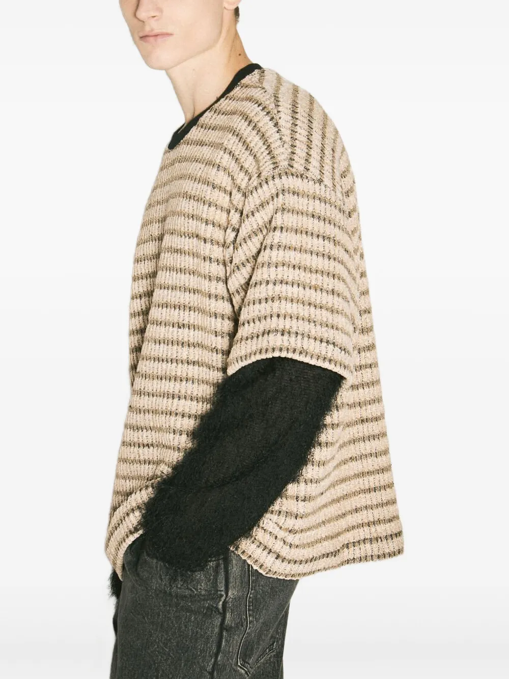 Song For The Mute Double-layered Sleeves Sweater In Brown