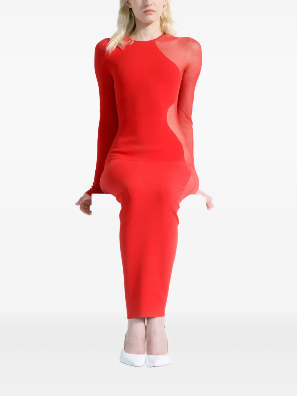 Stella McCartney Midi-jurk met kant Rood
