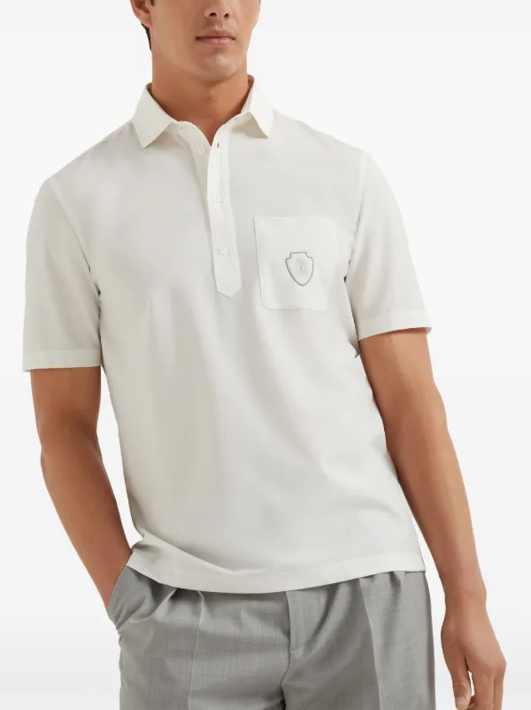 Brunello Cucinelli logo-appliqué Polo Shirt | White | FARFETCH