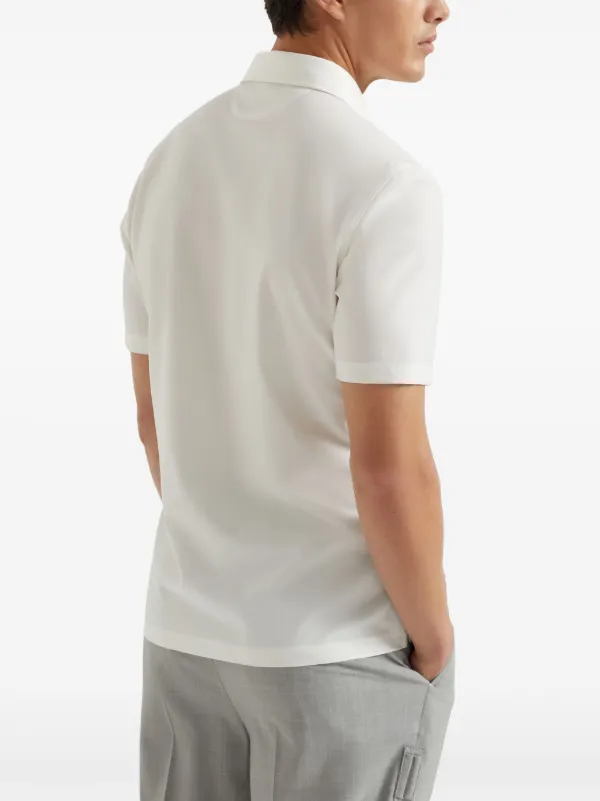 Brunello Cucinelli logo-appliqué Polo Shirt | White | FARFETCH