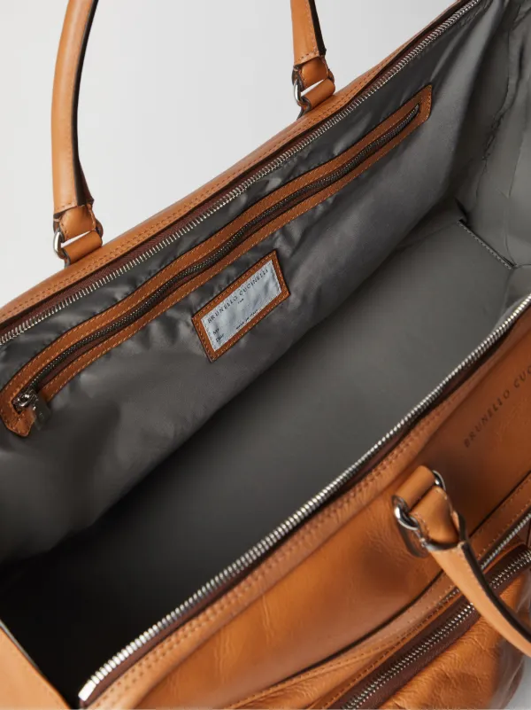 Brunello Cucinelli Leather Trolley Bag | Brown | FARFETCH