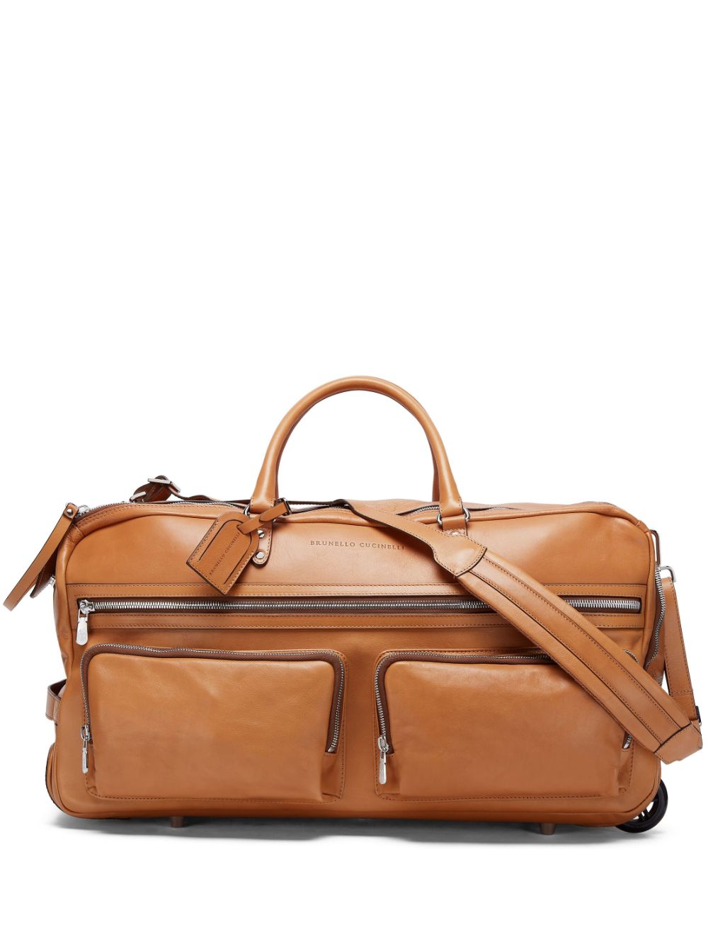 Brunello Cucinelli leather trolley bag - Brown