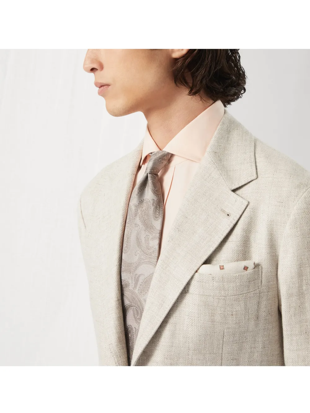 Brunello Cucinelli Zijden pochet met print Beige