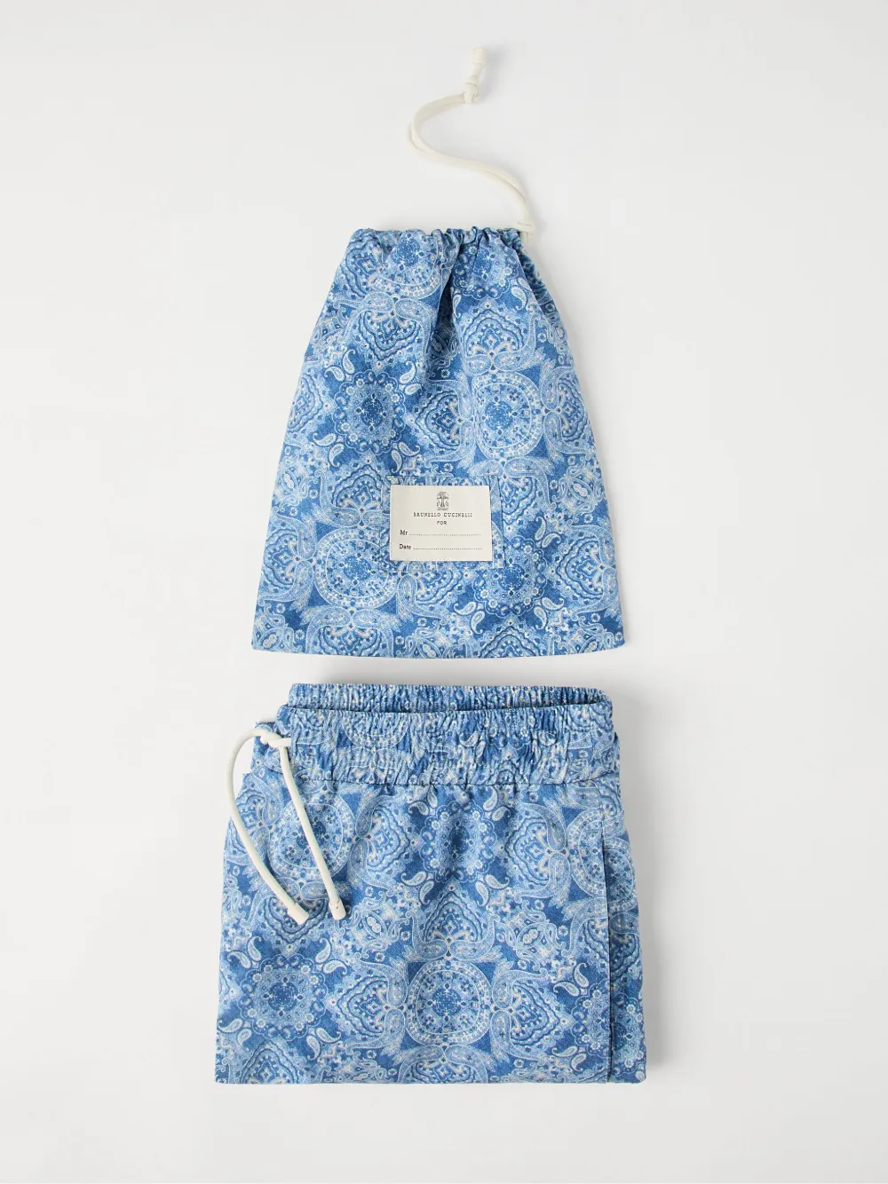 Brunello Cucinelli Zwembroek met paisley-print Blauw