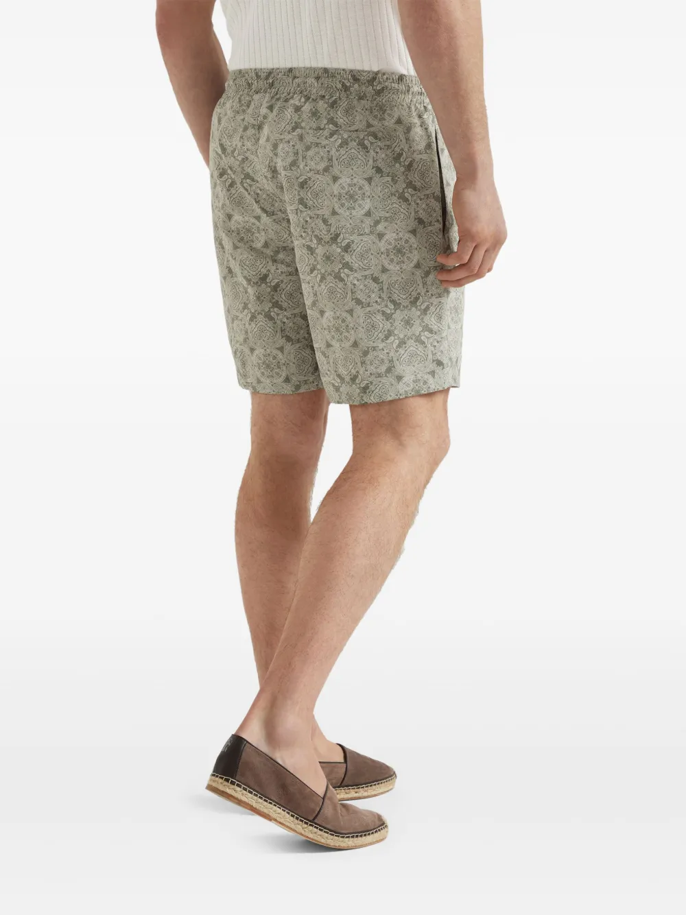 Brunello Cucinelli Zwembroek met paisley-print Groen