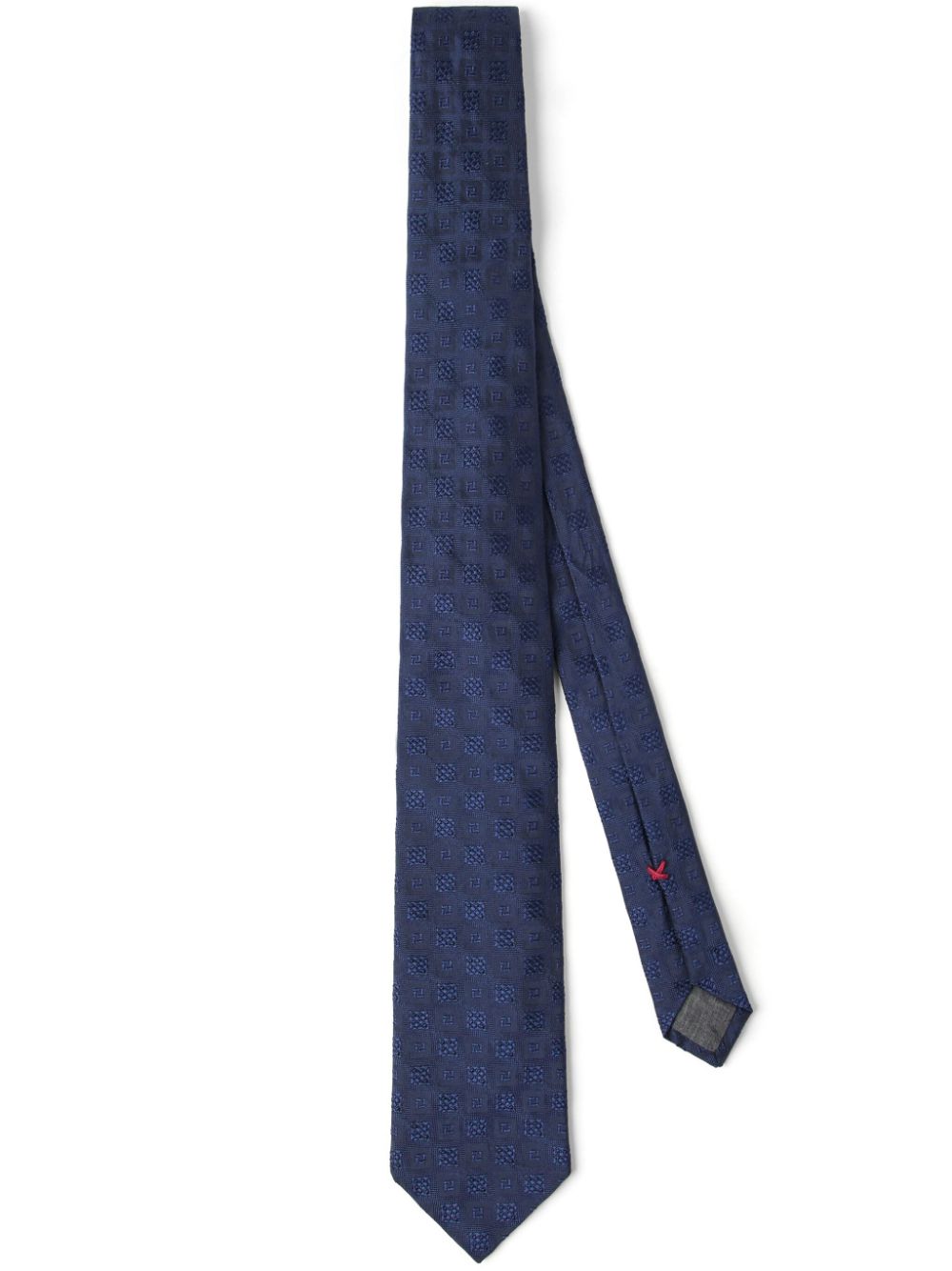 Brunello Cucinelli geometric-embroidery silk tie - Blue