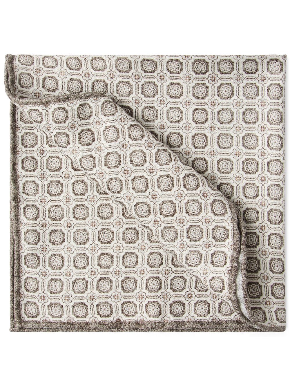 Brunello Cucinelli printed silk pocket square - Brown