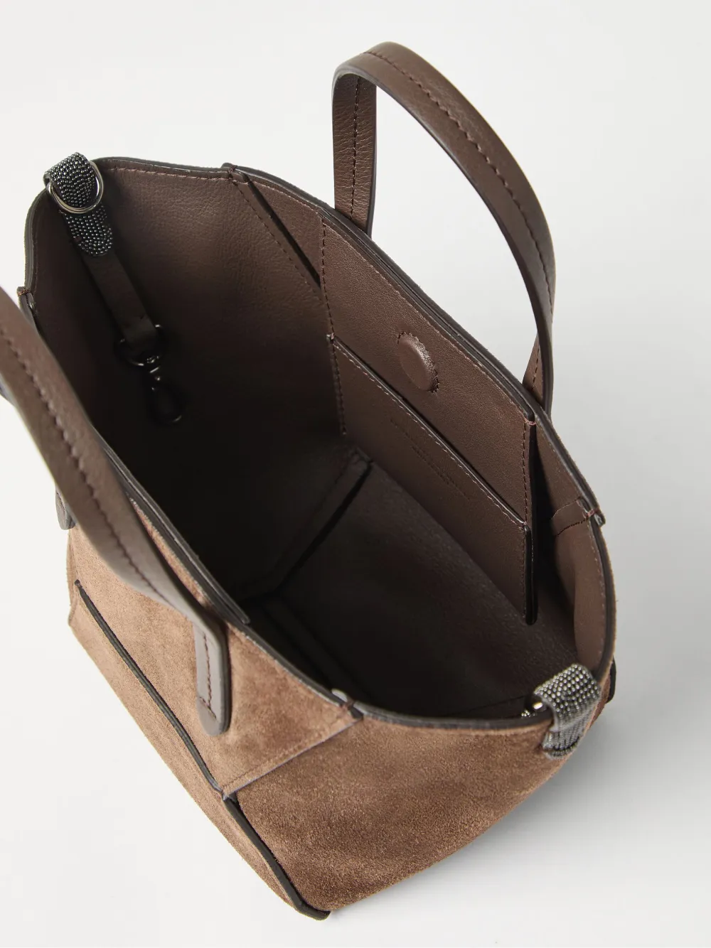 Shop Brunello Cucinelli Mini Bc Duo Leather Cross Body Bag In Brown