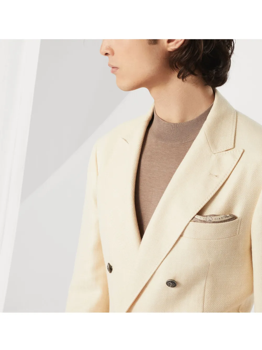 Brunello Cucinelli Zijden pochet met print Beige
