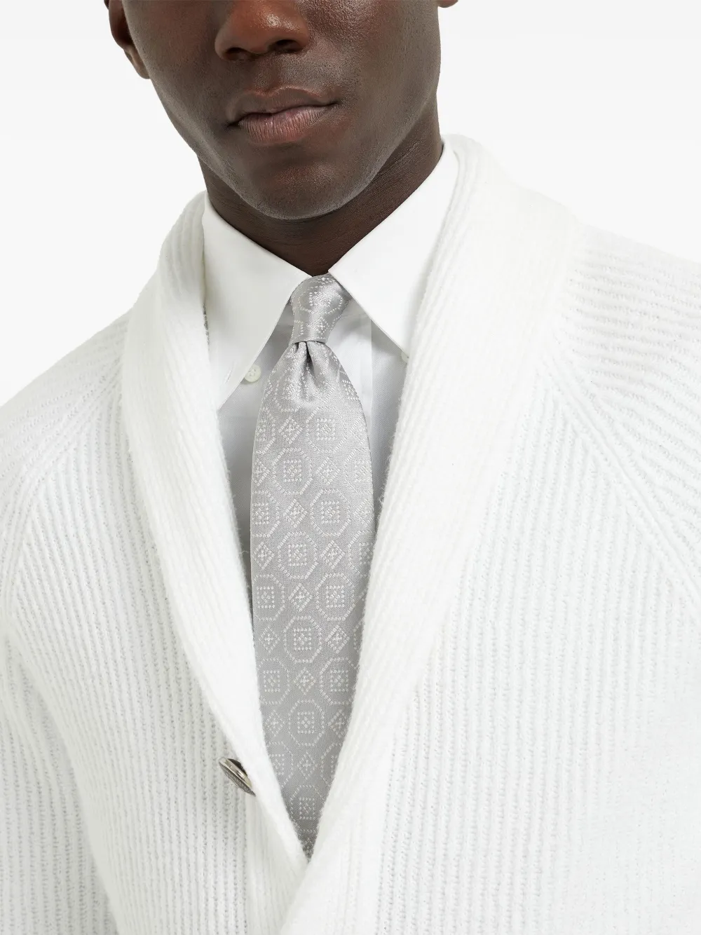 Brunello Cucinelli Stropdas met geometrisch patroon Grijs