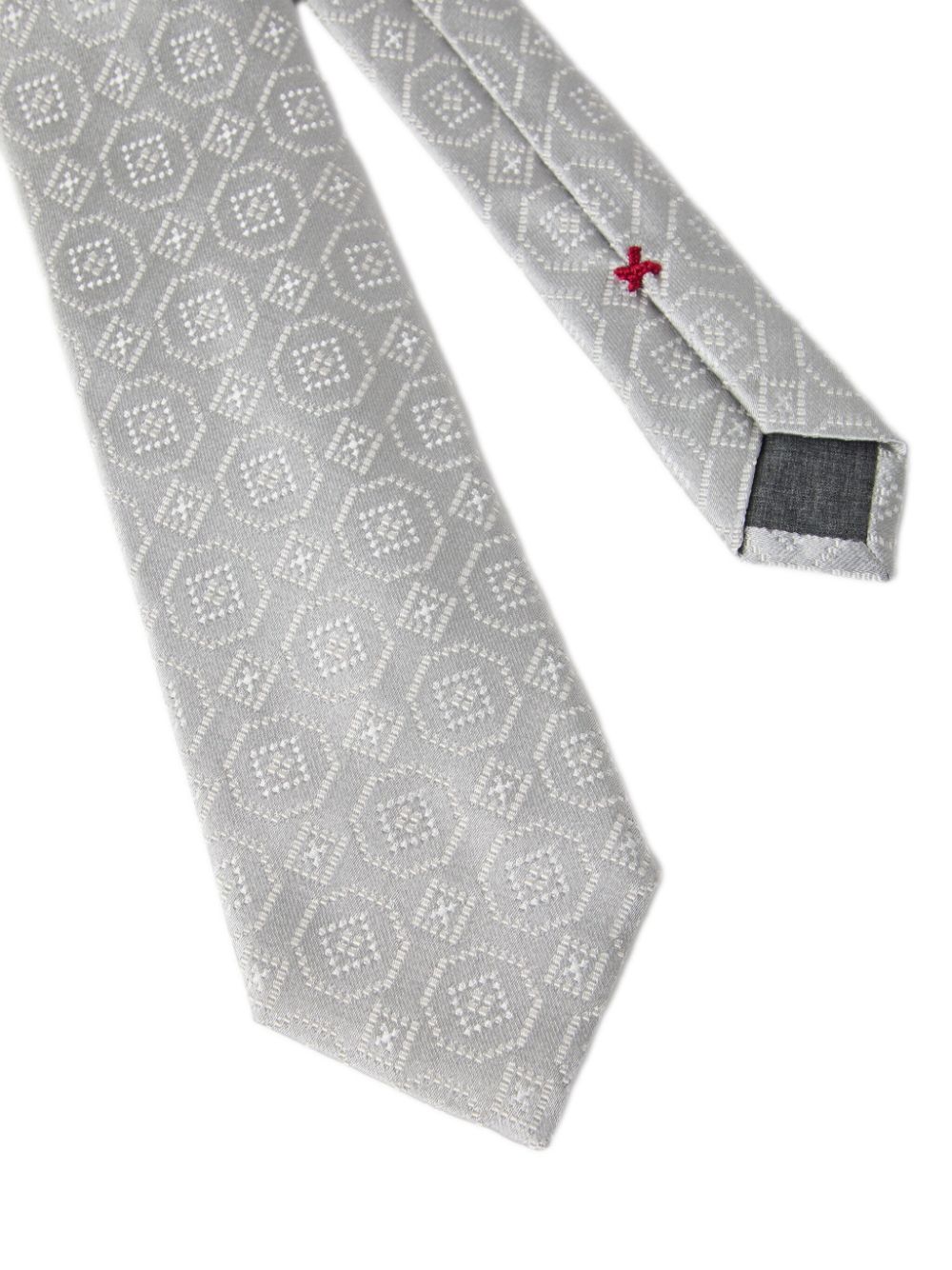 Brunello Cucinelli geometric-pattern necktie - Grey