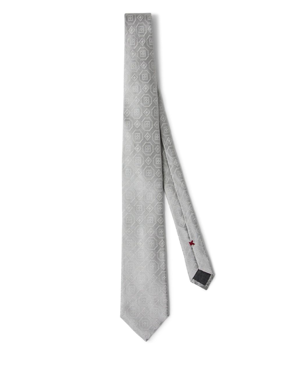 Brunello Cucinelli geometric-pattern necktie - Grey