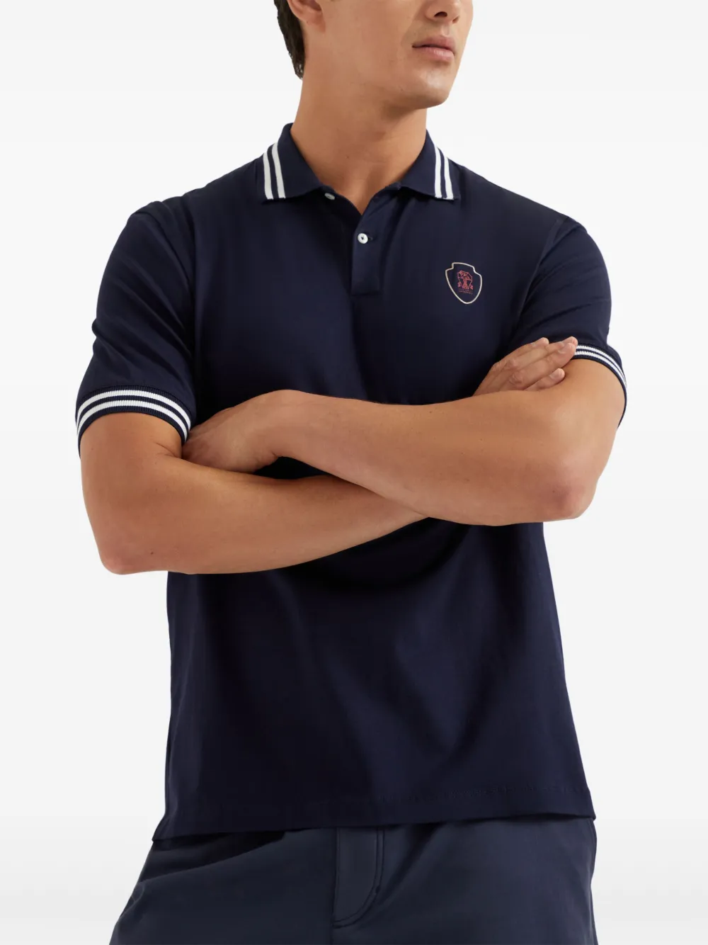Brunello Cucinelli Jersey poloshirt Blauw