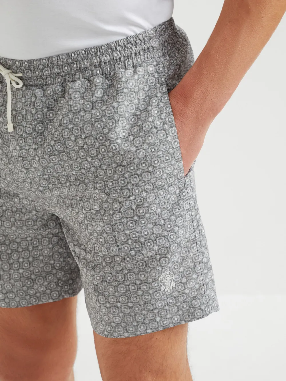 Brunello Cucinelli Zwembroek met grafische print Grijs