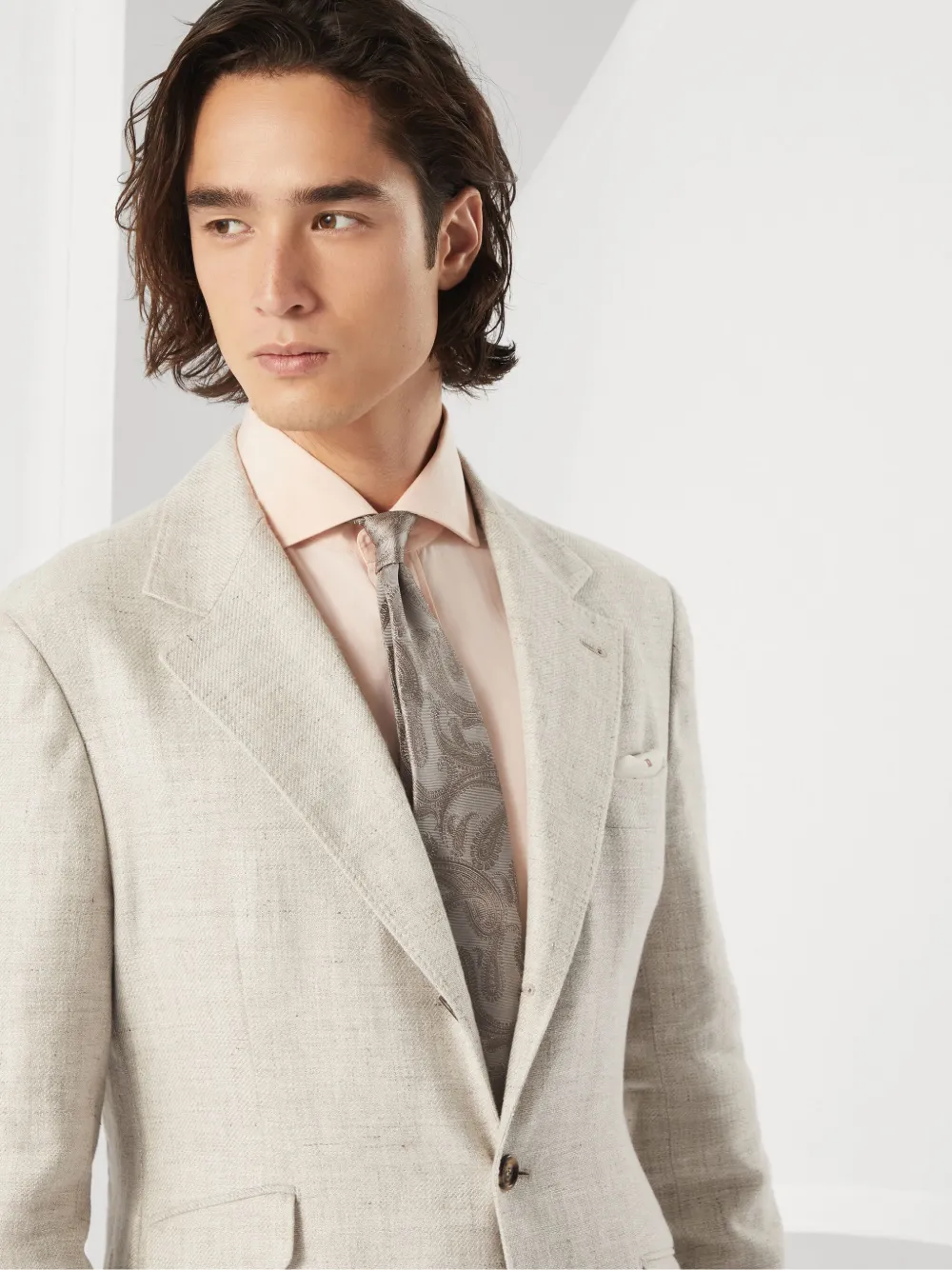 Brunello Cucinelli Zijden stropdas met paisley-jacquard Grijs