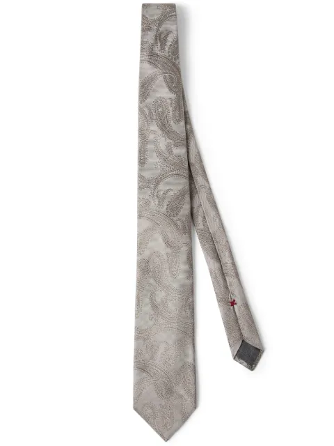 Brunello Cucinelli corbata de seda con motivo de cachemira en jacquard