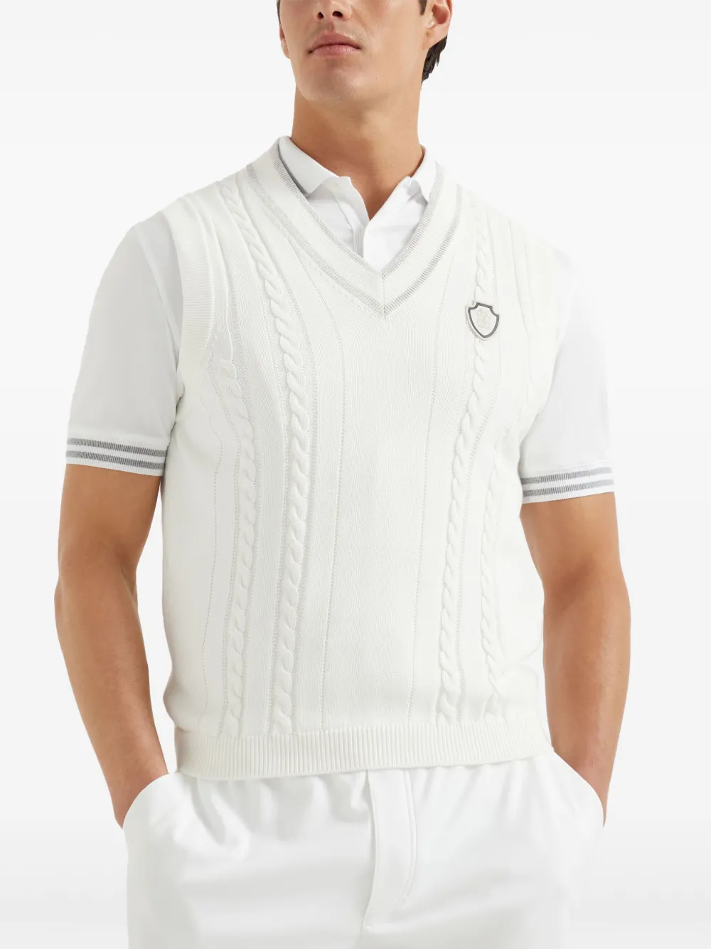 Brunello Cucinelli Kabelgebreid gilet Wit