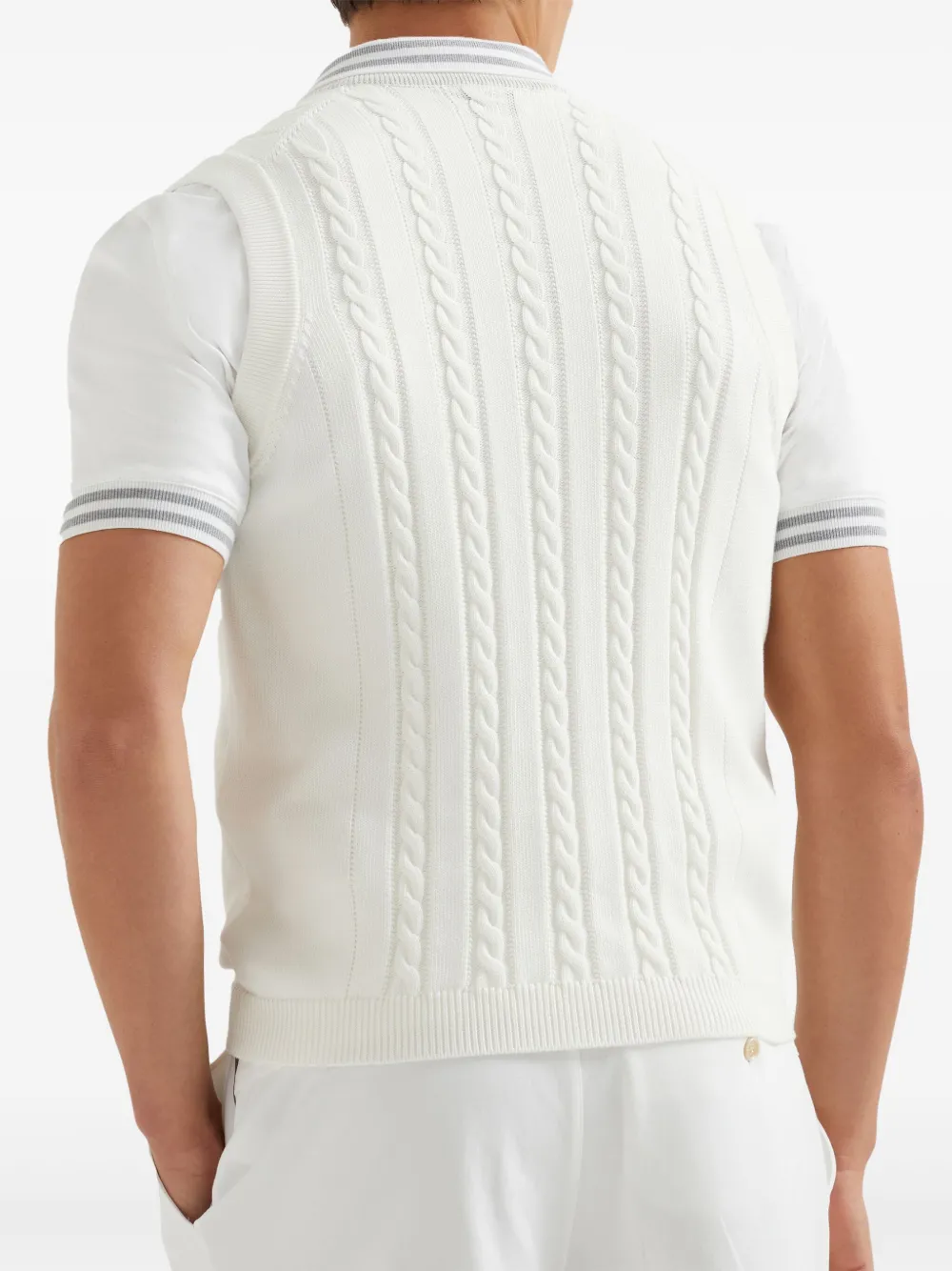 Brunello Cucinelli Kabelgebreid gilet Wit