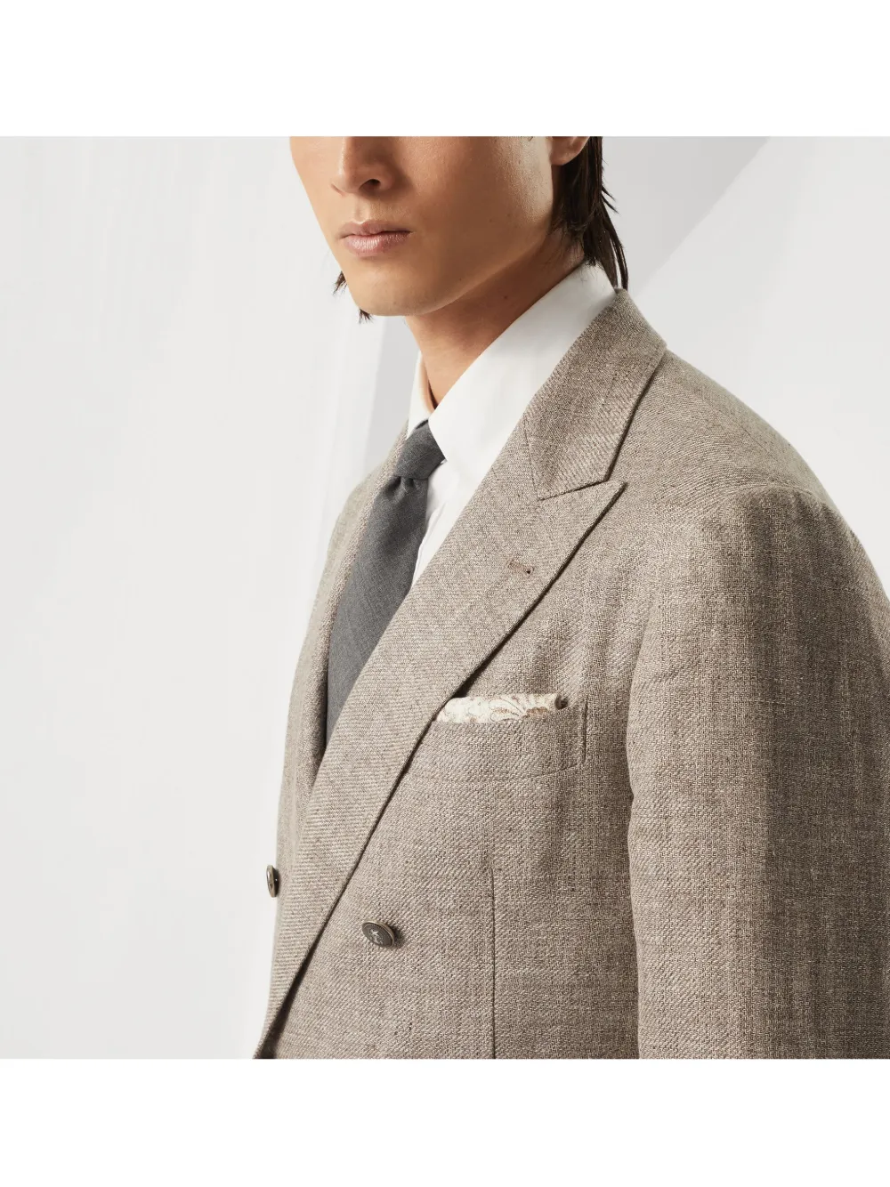 BRUNELLO CUCINELLI PRINTED SILK POCKET SQUARE