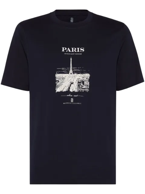 Brunello Cucinelli cotton paris graphic print t-shirt 