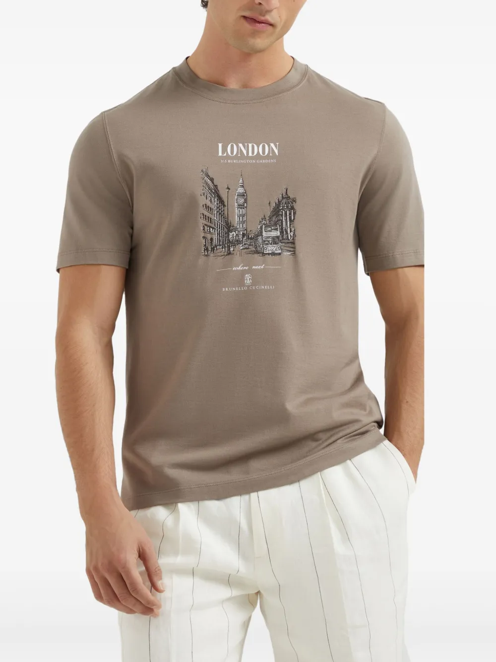 Brunello Cucinelli London T-shirt Bruin