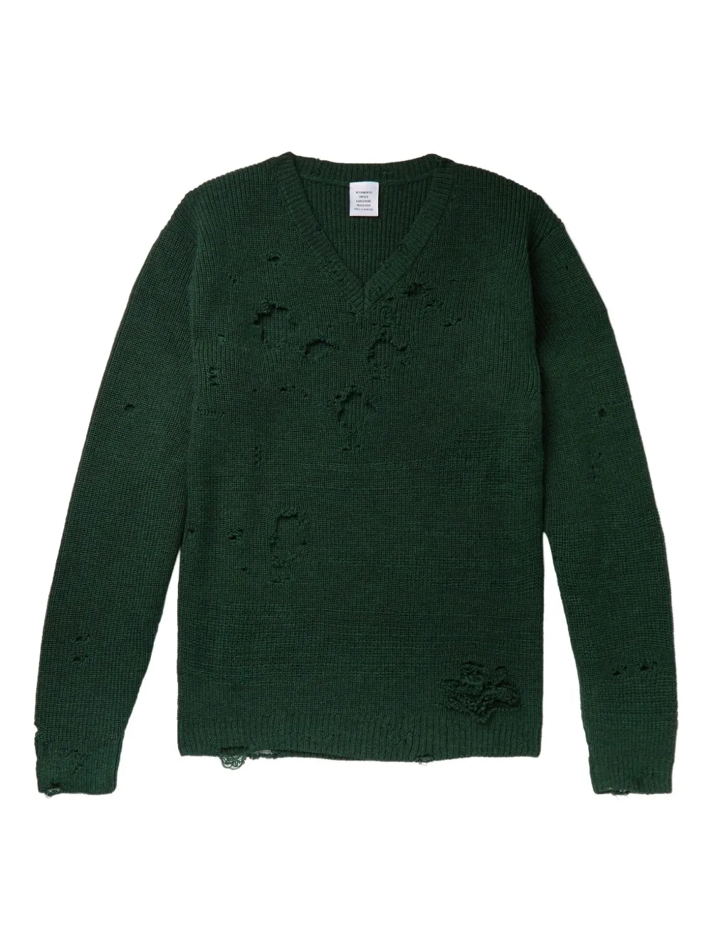 distressed-effect wool sweater