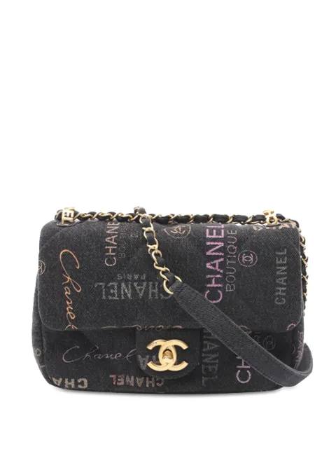 CHANEL 2021-2024 Mini Rectangular Quilted Denim Mood Flap crossbody bag Women