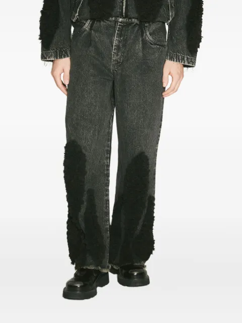 Song For The Mute frayed-hem shearling-panel jeans