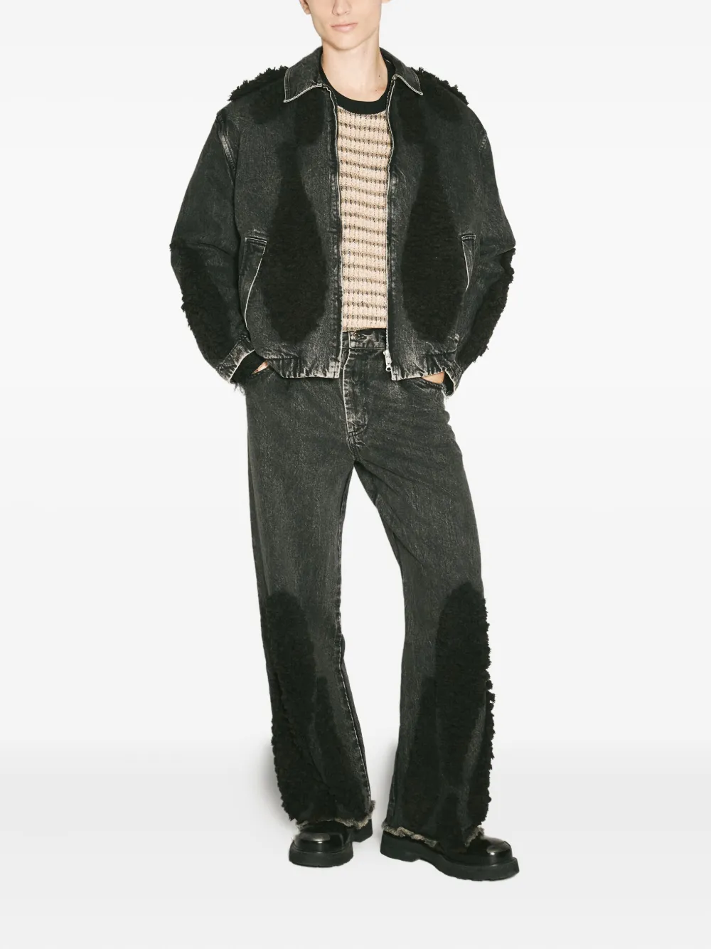 Song For The Mute frayed-hem shearling-panel jeans | Regular & Straight-Leg Jeans | Image 2