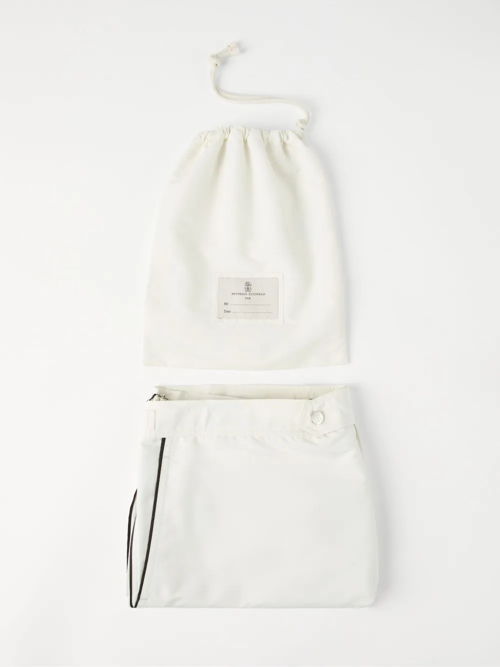Brunello Cucinelli Zwembroek met geborduurd logo Wit
