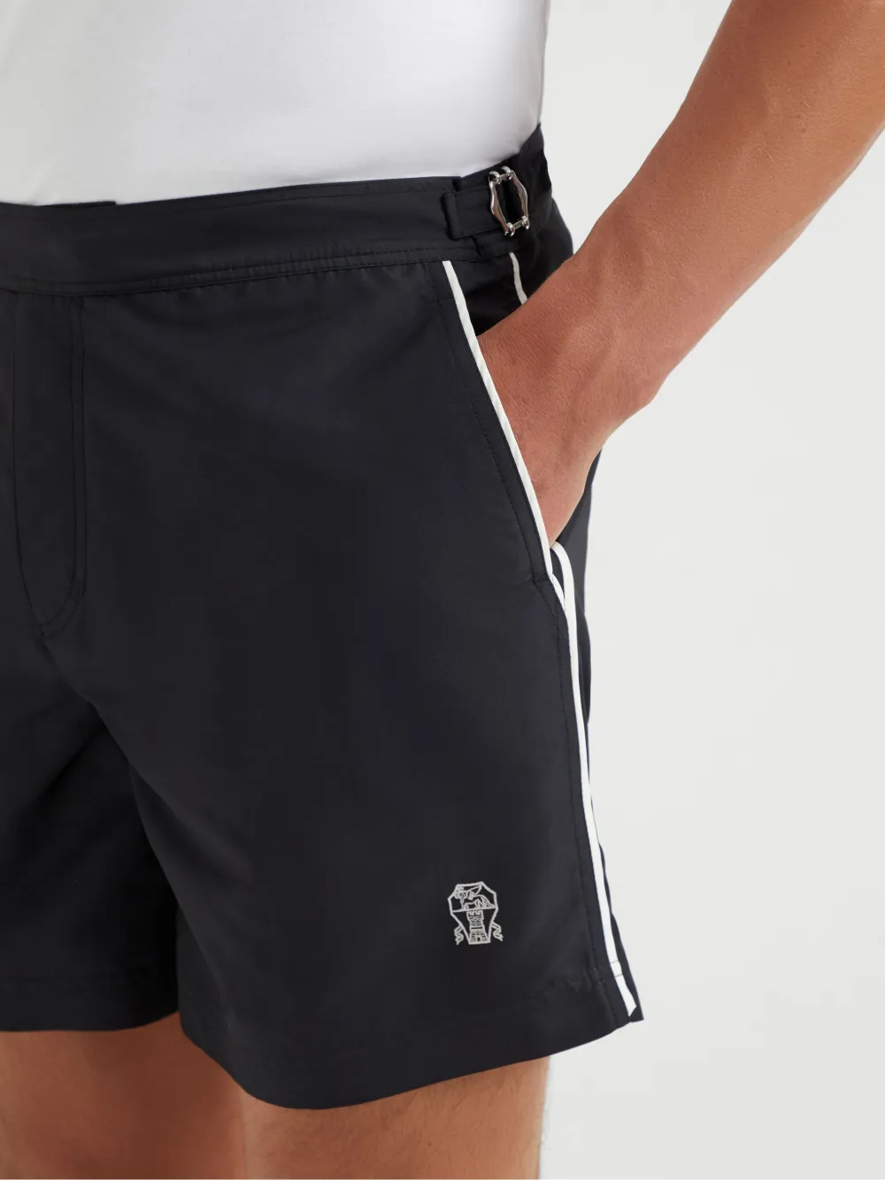 Brunello Cucinelli Zwembroek met logoprint Zwart
