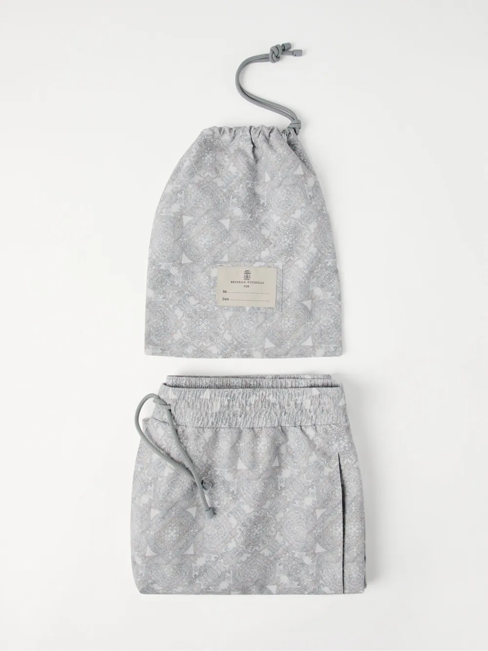 Brunello Cucinelli Zwembroek met paisley-print Grijs