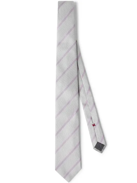 Brunello Cucinelli corbata de seda con rayas estampadas