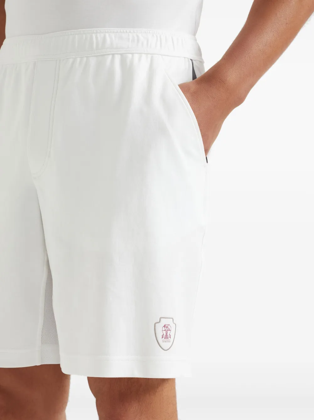Shop Brunello Cucinelli Logo-embroidered Shorts In White