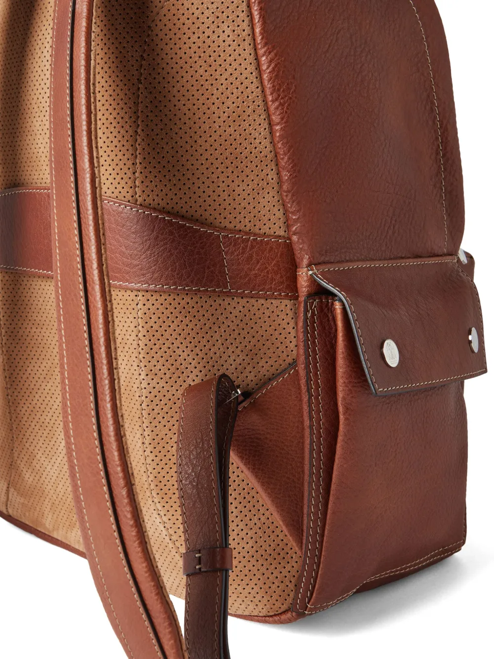 Brunello Cucinelli Leren rugzak met logoprint Bruin