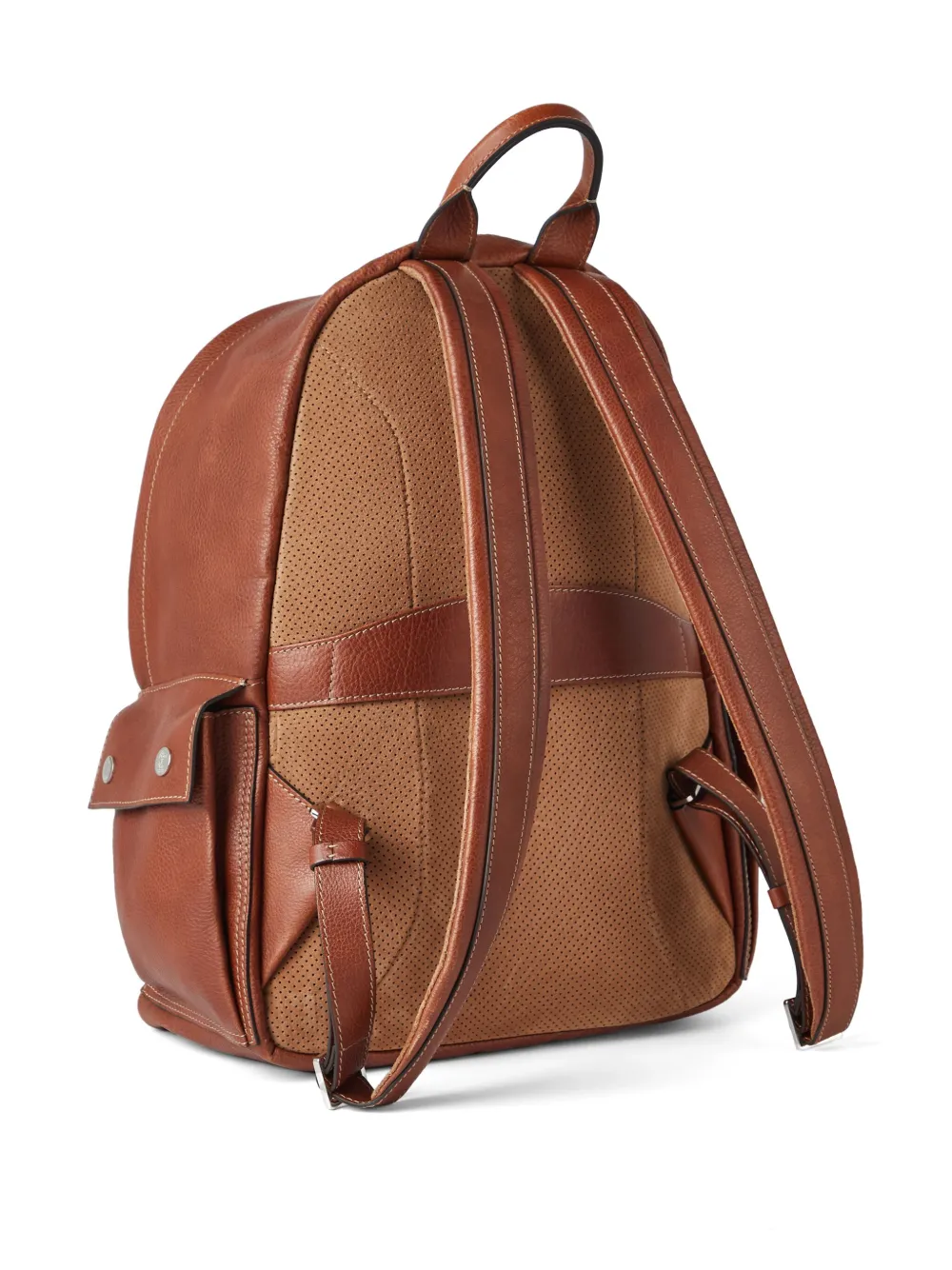 Brunello Cucinelli Leren rugzak met logoprint Bruin