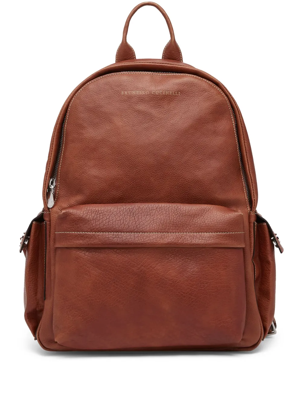 Brunello Cucinelli logo-stamp leather backpack | Brown | Image 1