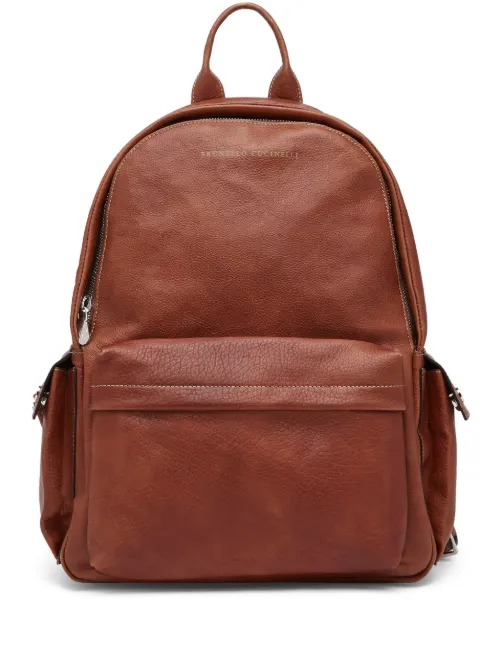 Sac à dos en cuir à logo imprimé - Brunello Cucinelli - Modalova