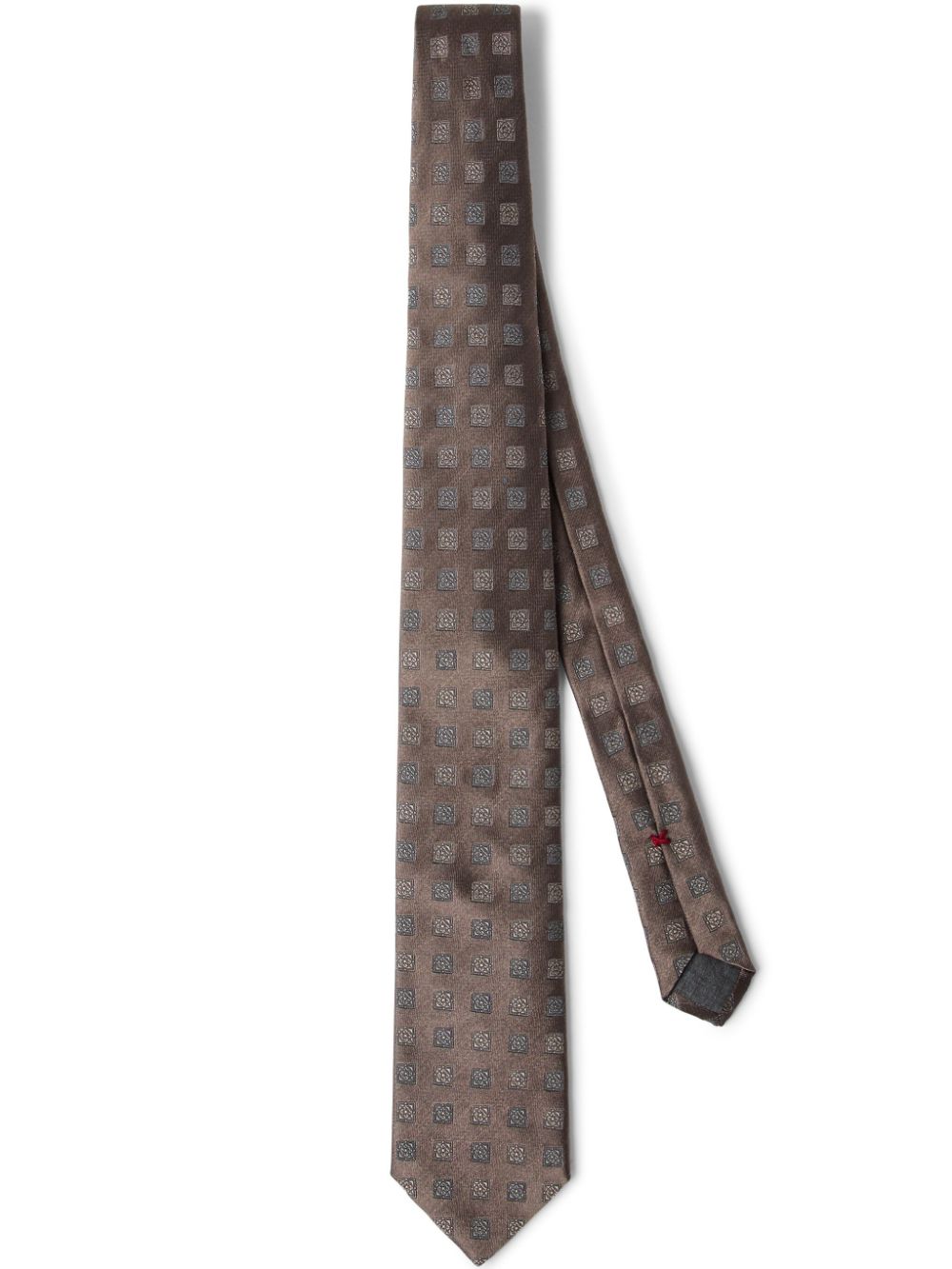 Brunello Cucinelli jacquard-woven silk tie - Brown