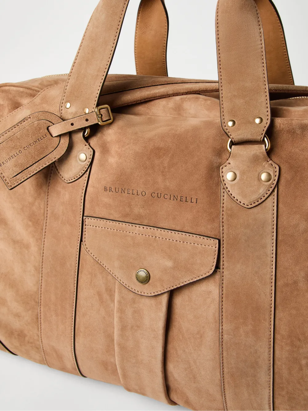 Brunello Cucinelli Leren weekendtas Bruin
