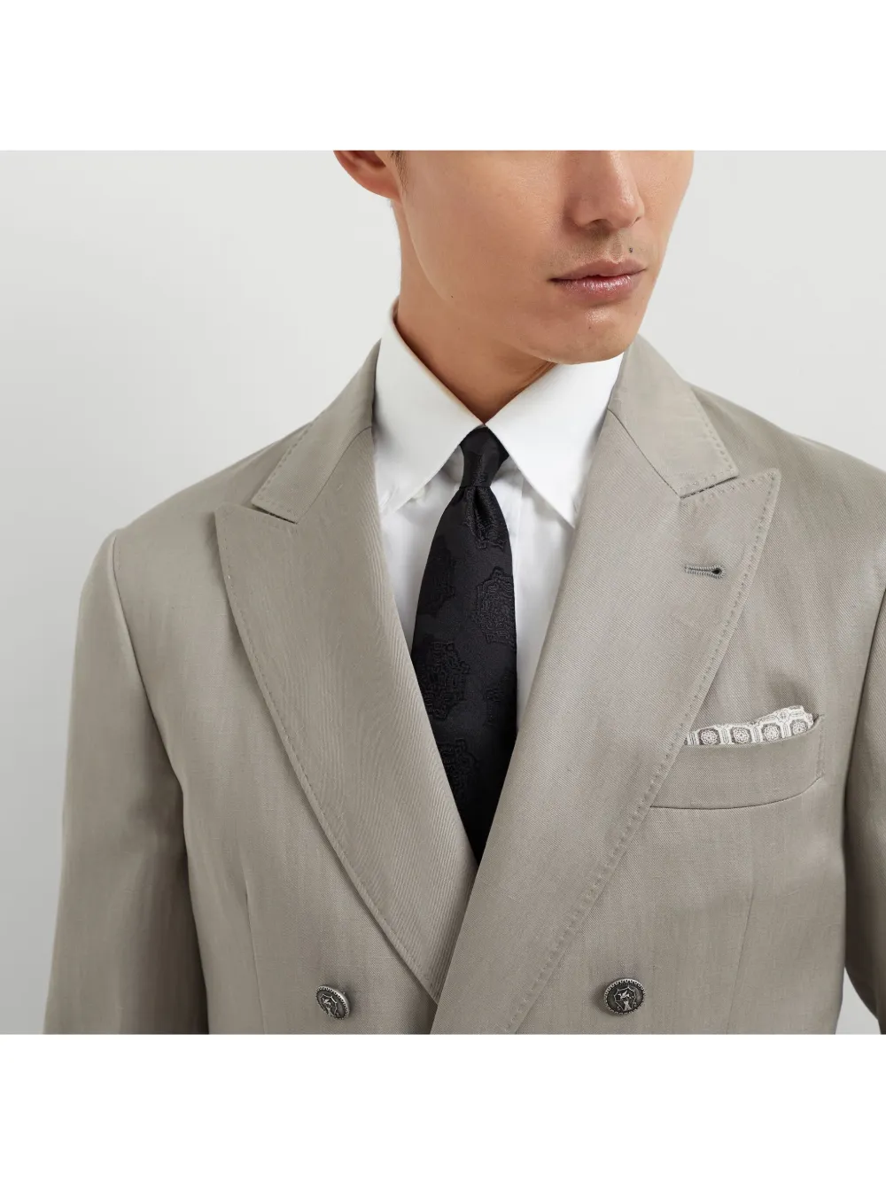Brunello Cucinelli Zijden stropdas met jacquard Zwart