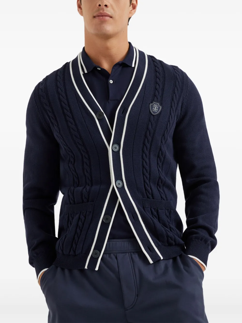 Brunello Cucinelli Kabelgebreid vest Blauw
