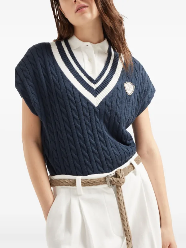 ベスト・ジレ BRUNELLO CUCINELLI Women Vests M0PV05172 C6352 BLUE Brunello Cucinelli Cotton Vest | Blue | FARFETCH