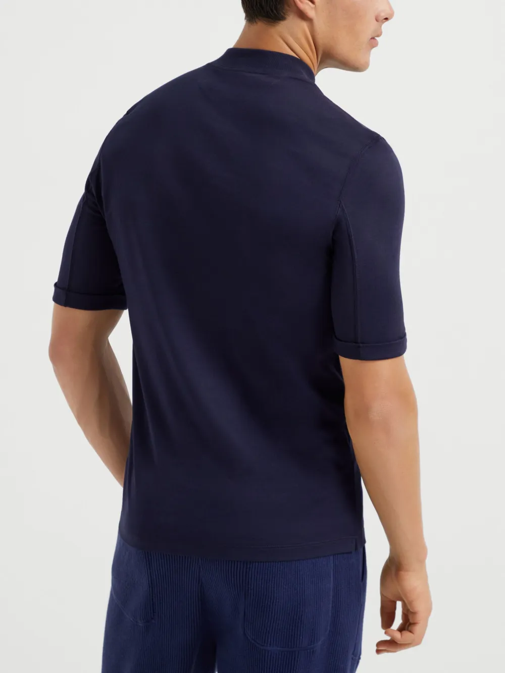 Brunello Cucinelli Katoenen T-shirt met opstaande hals Blauw