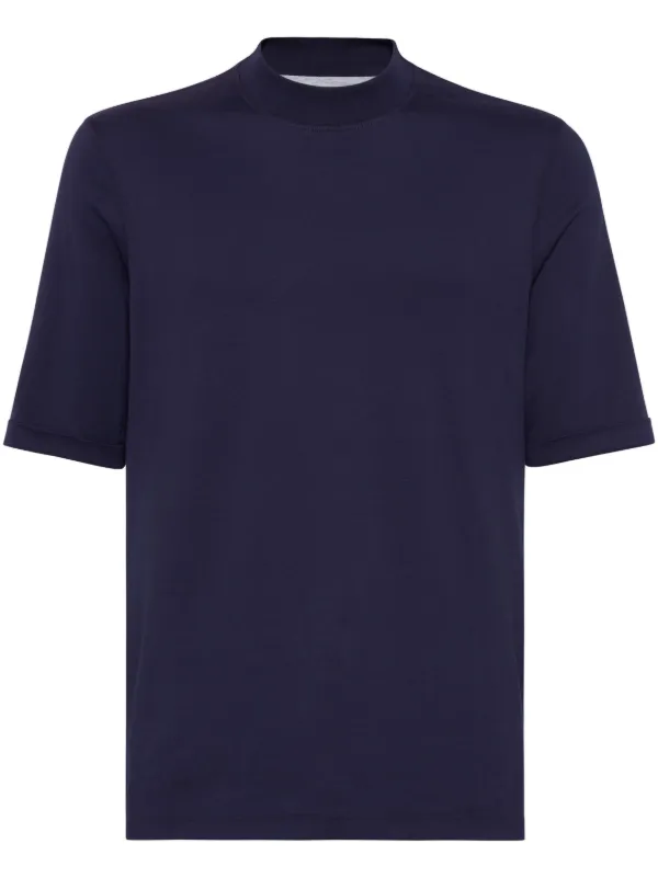 【関税・送料込み】BRUNELLO CUCINELLI NAVY COTTON T-SHIRT Brunello Cucinelli - Black Cotton Crewneck T-Shirt