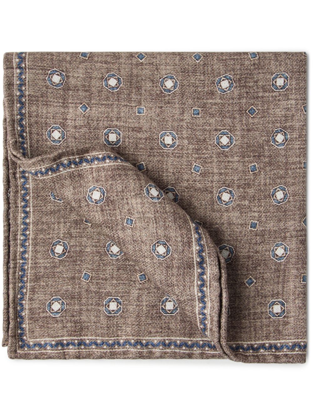 Brunello Cucinelli graphic-print silk pocket square - Brown