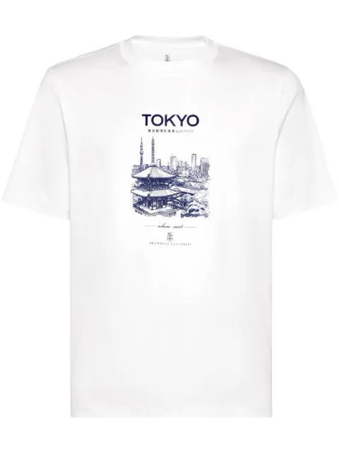Brunello Cucinelli Tokyo-print cotton T-shirt
